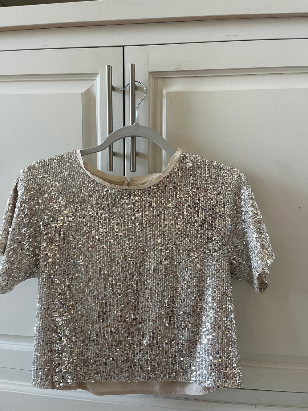 Silver Sequin Short Sleeve Women's Top - Party Ready